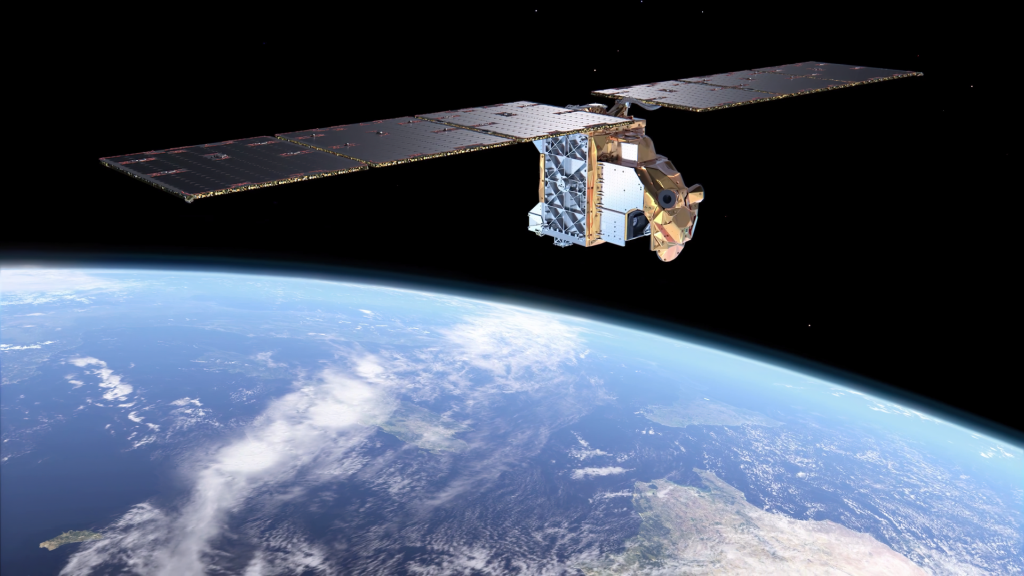 Artificial impression of the Arctic Weather Satellite in its orbit in space