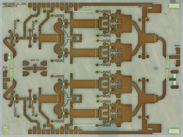 GaN amplifier circuit for inter-satellite communication links in the V-band (here: 57–70 GHz)